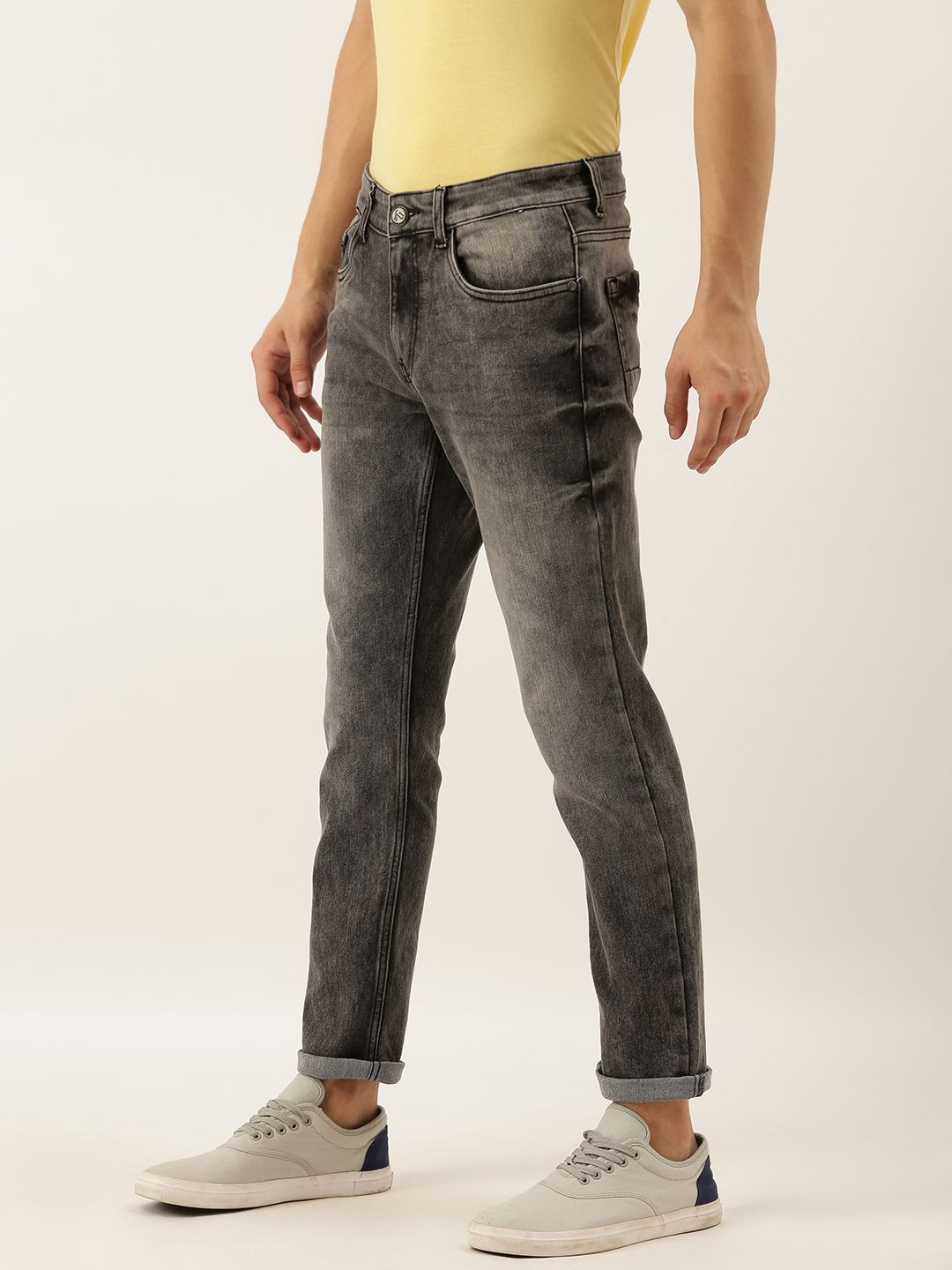 The Indian Garage Co Men Grey Slim Fit Mid-Rise Clean Look Stretchable Jeans