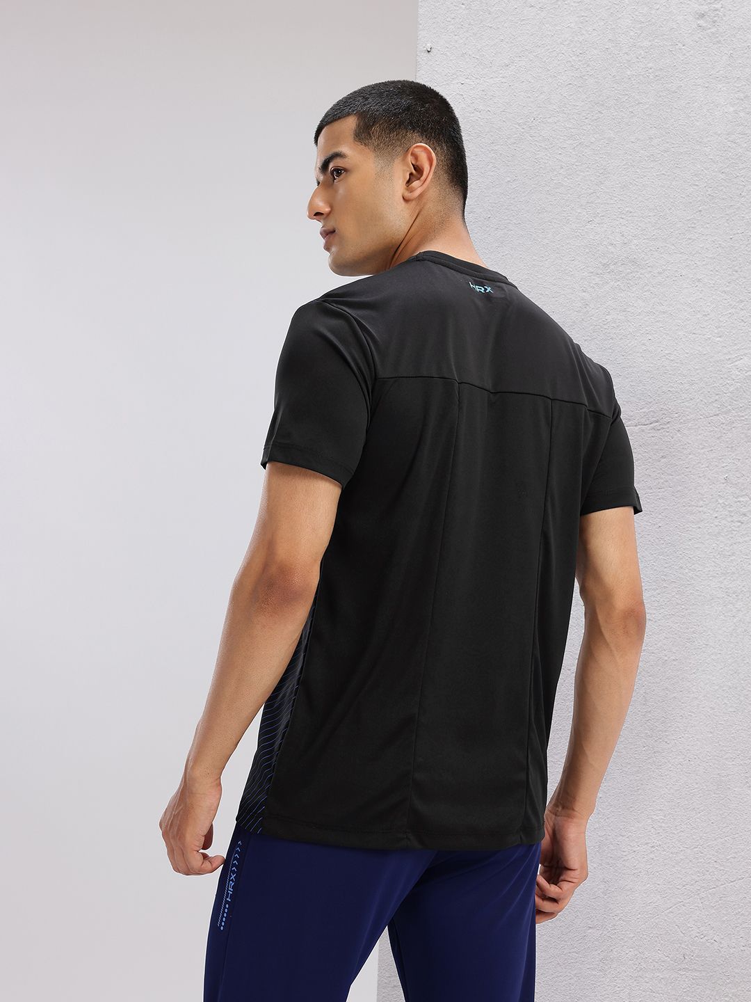HRX by Hrithik Roshan Striped Rapid-Dry Training T-shirt with Panelling