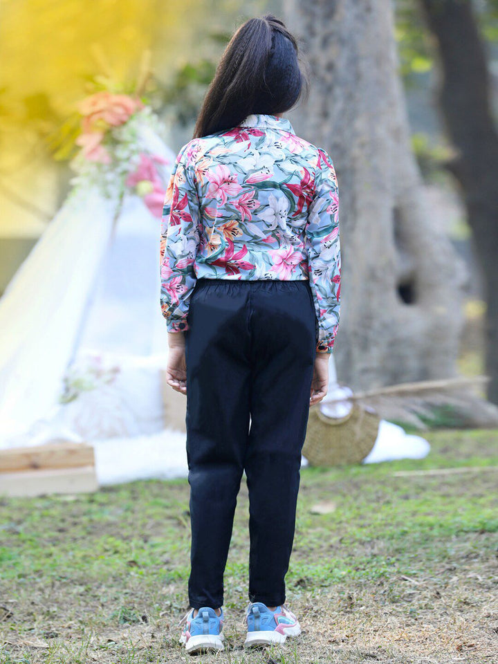 Cutiekins Girls Floral Printed Top with Trousers
