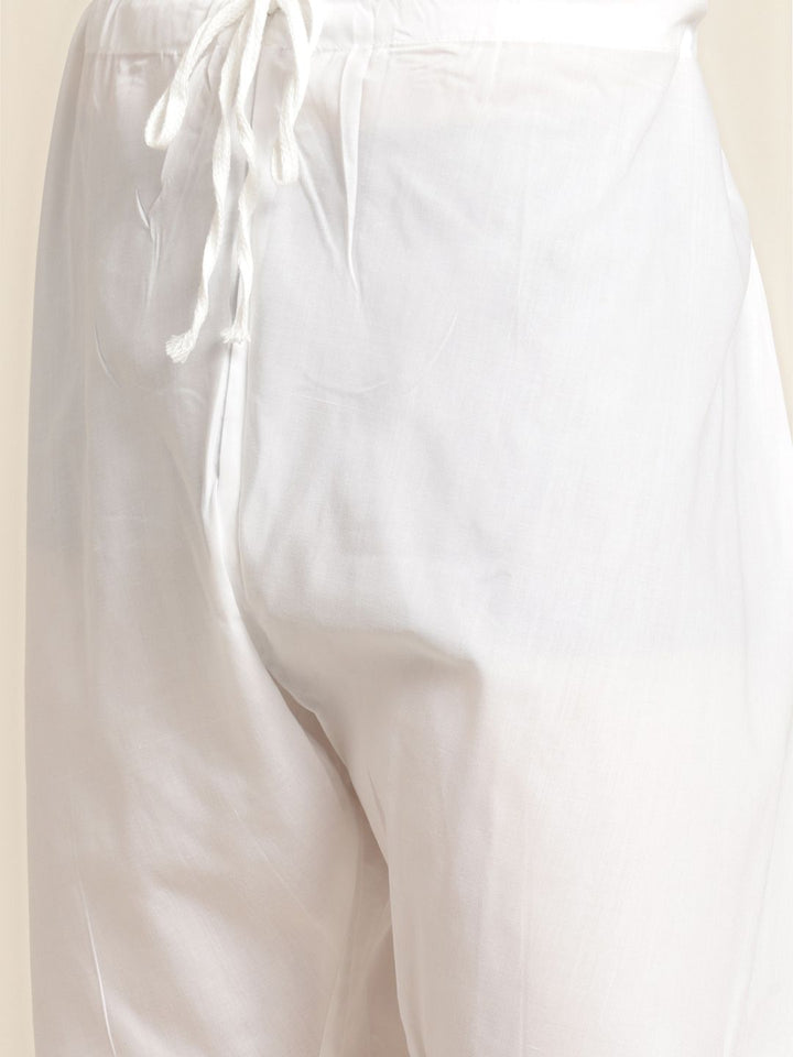 SOJANYA Men Peach-Coloured & White Pure Cotton Leheriya Printed Kurta