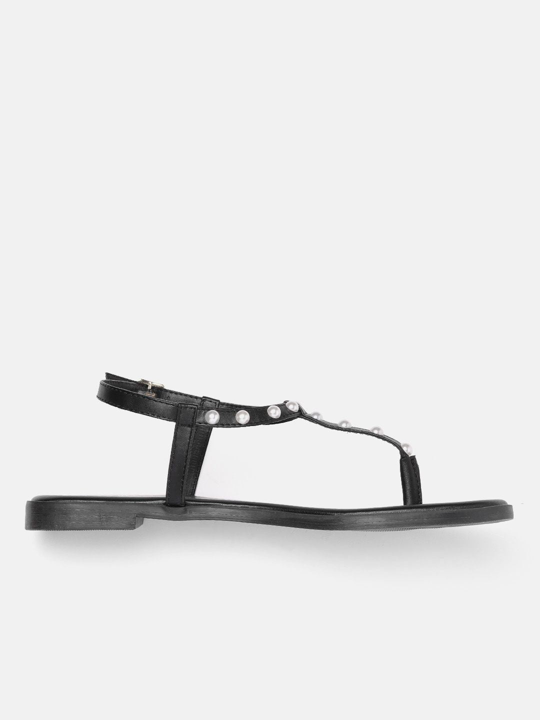 DressBerry Women Beaded T-Strap Flats