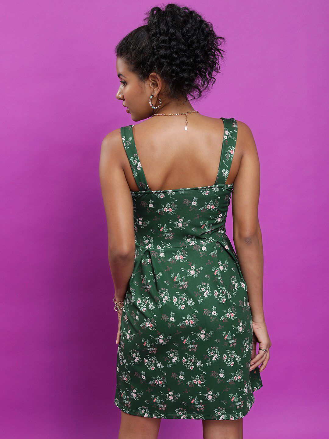Tokyo Talkies Floral Printed Pleated A-Line Mini Dress