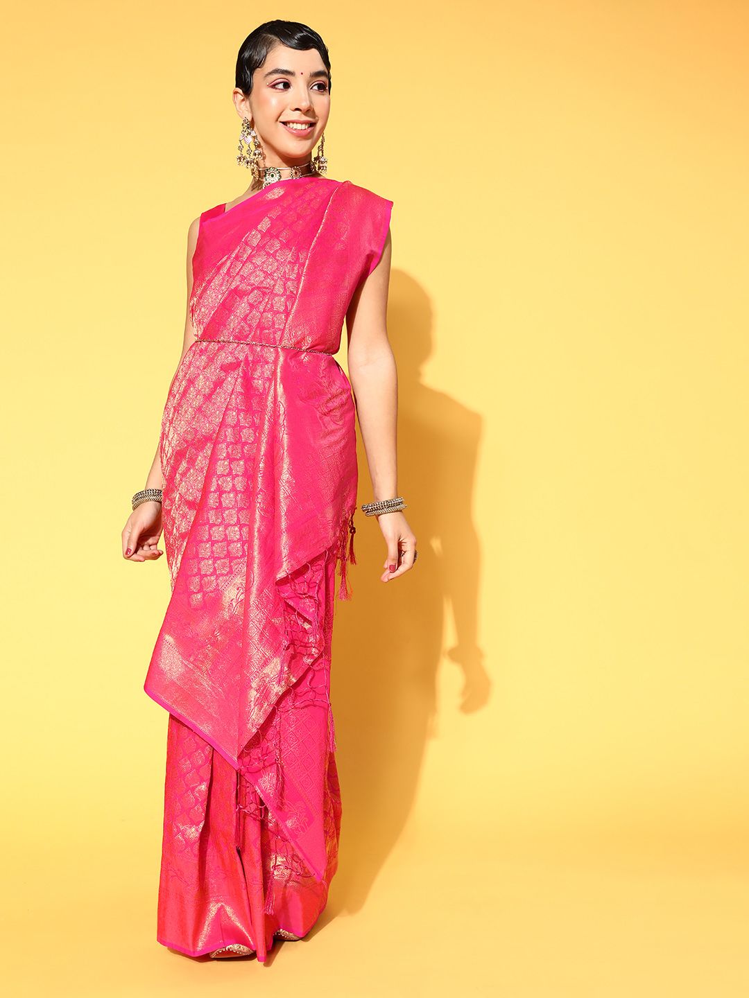Saree mall Ethnic Motifs Saree with Woven Design Border