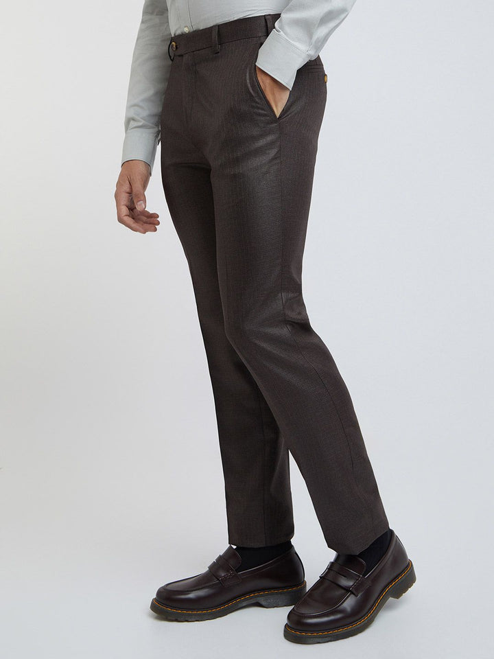 Raymond Men Self Design Textured Slim Fit Formal Trousers