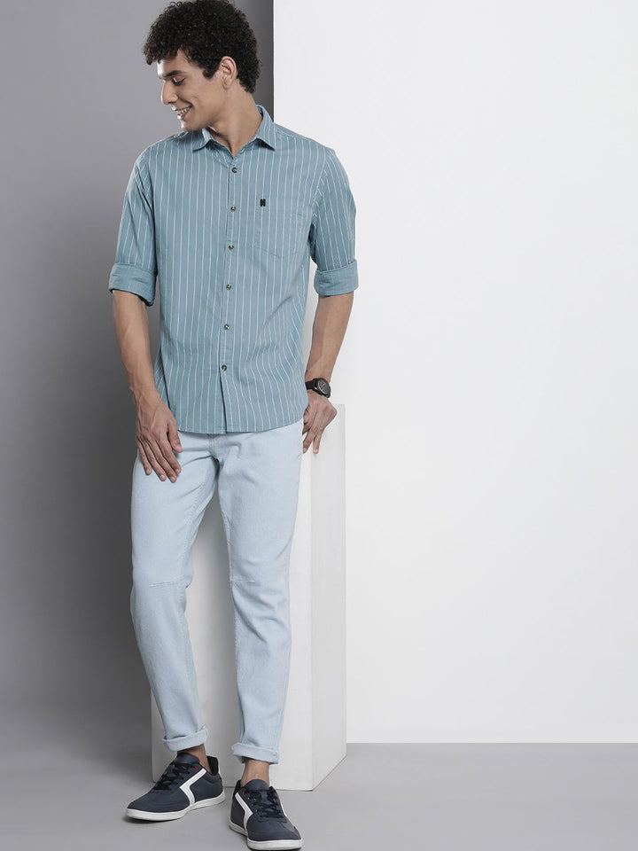 The Indian Garage Co Men Pinstripes Casual Shirt