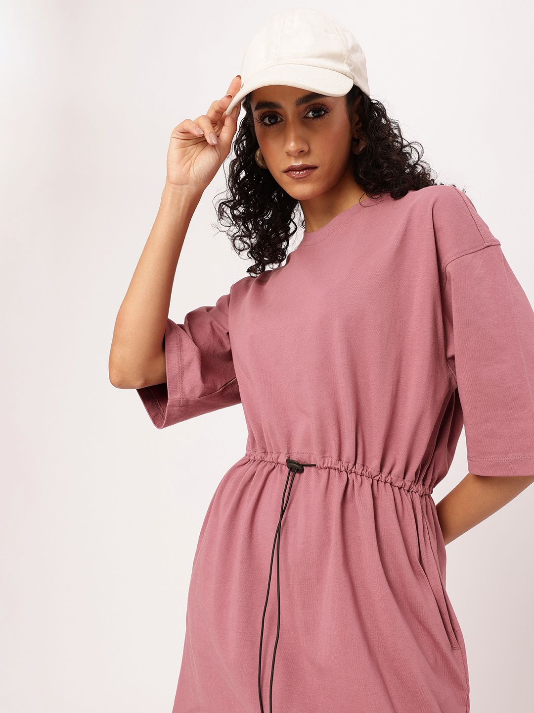 DressBerry Slay the Street Mini T-shirt Dress With Waist Toggle