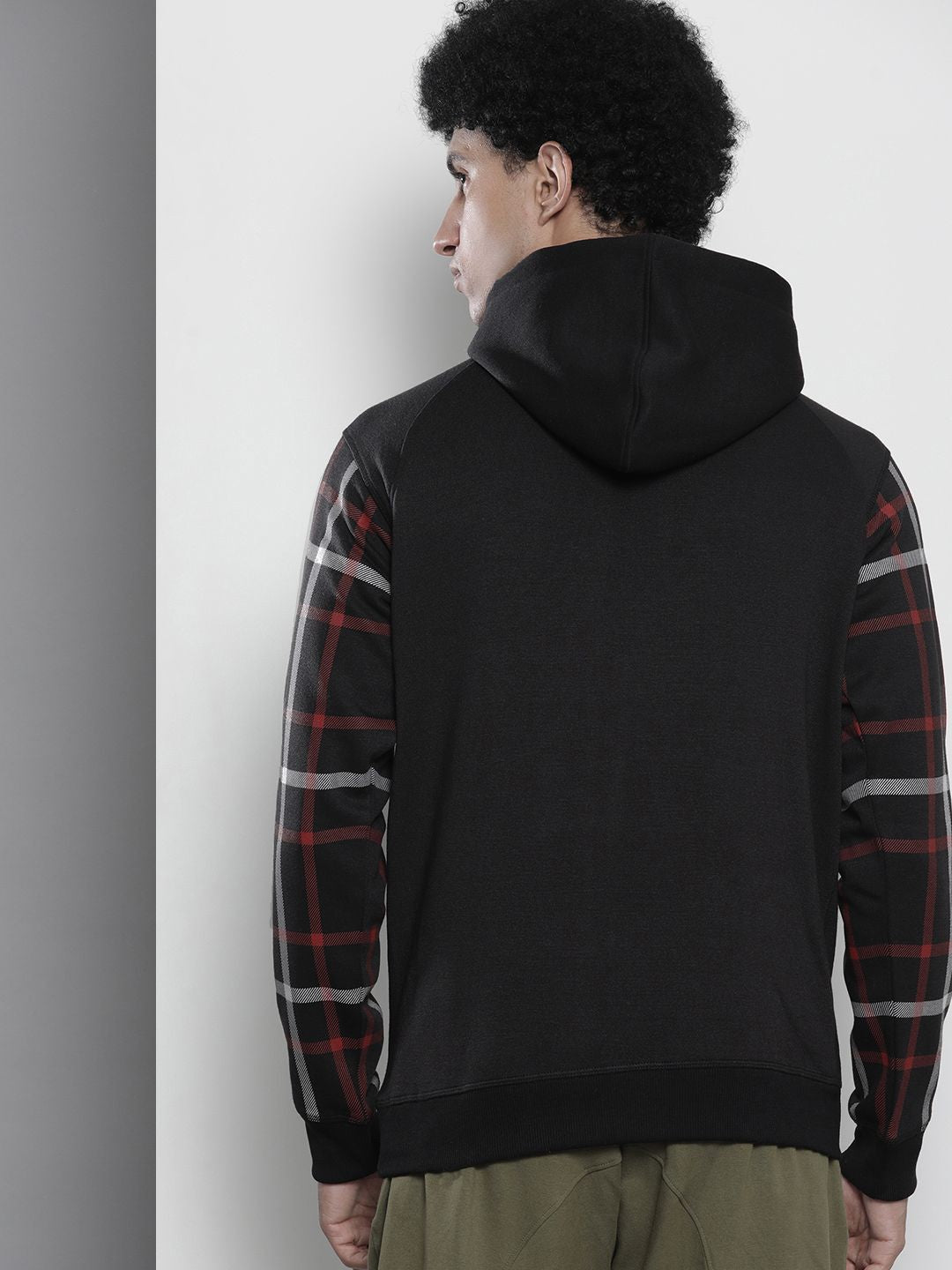 The Indian Garage Co Men Black Embroidered Hooded Sweatshirt