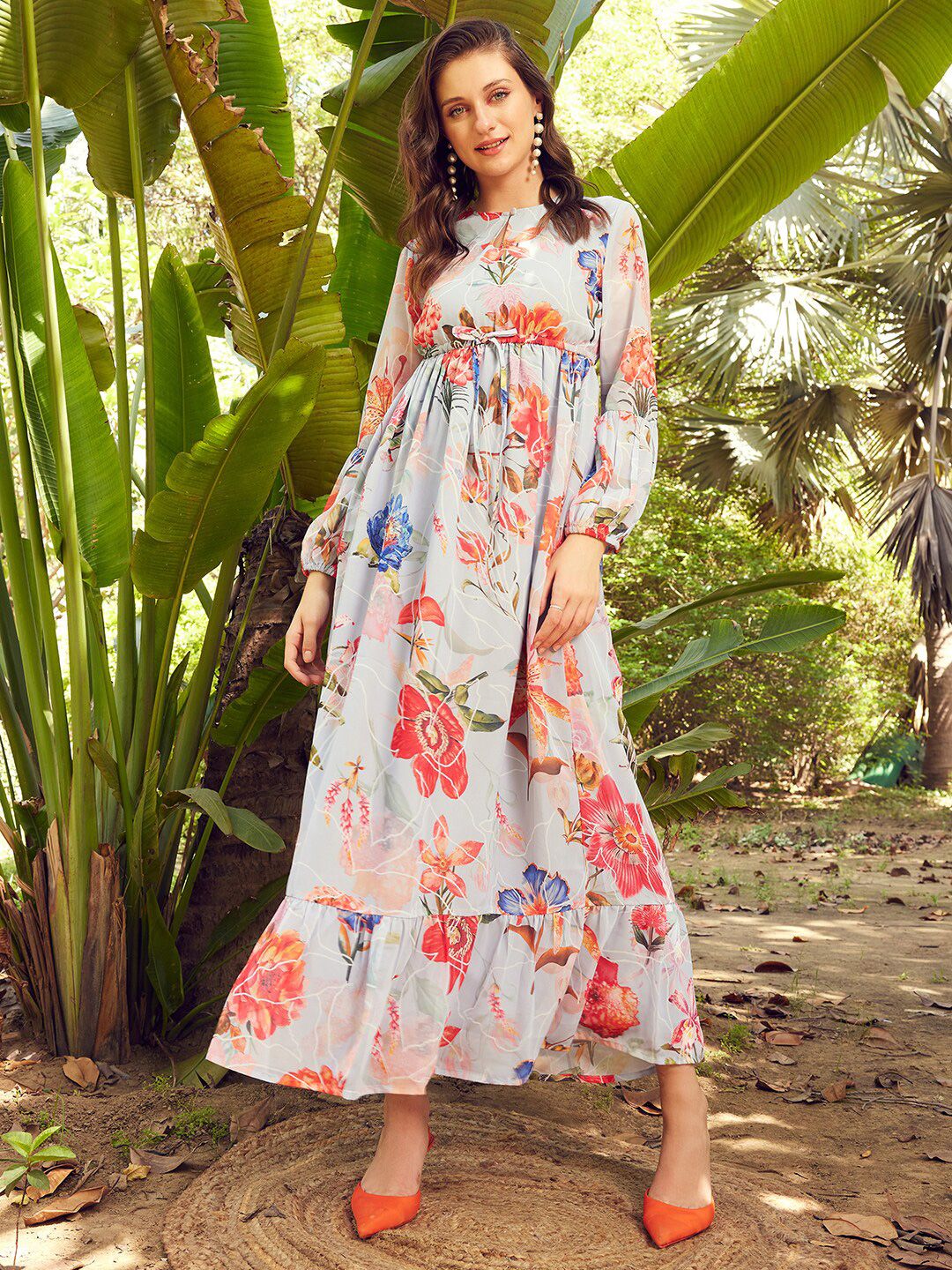 STREET 9 Floral Printed Georgette Maxi Dress