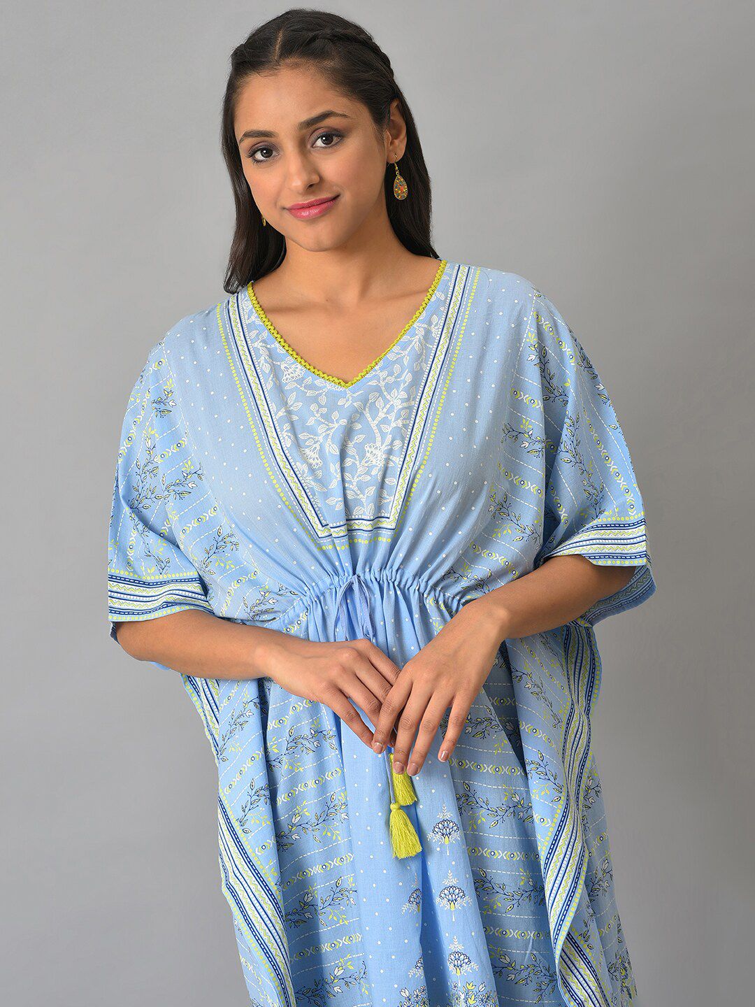 AURELIA Ethnic Motifs Printed Kaftan Pure Cotton Kurta