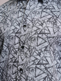 LOCOMOTIVE Luxe Slim Fit Geometric Printed Satin Party Shirt