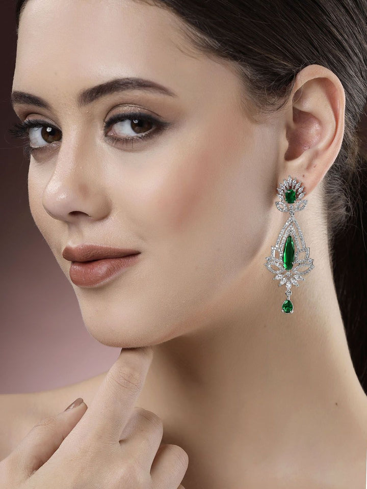 Karatcart perak bersalut kontemporari American Diamond Drop anting-anting