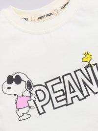 Happy Faces Kids Girls Printed Pure Cotton Longline T-Shirt