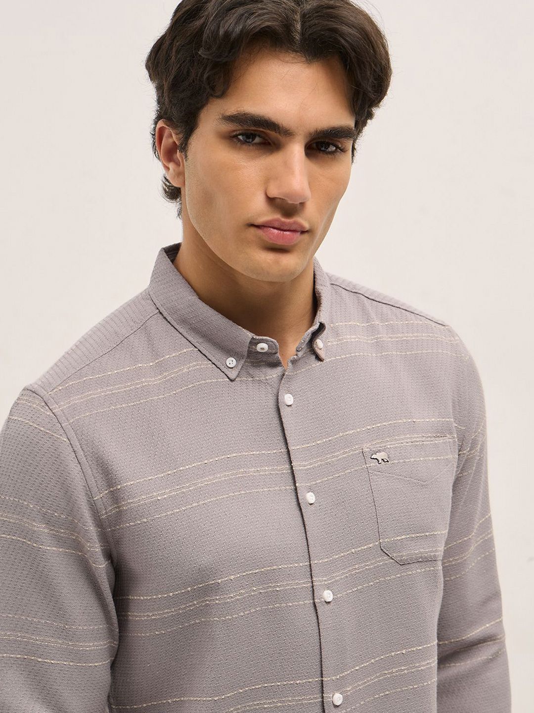 THE BEAR HOUSE Men Slim Fit Horizontal Stripes Opaque Striped Casual Shirt
