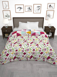 Story@home Pink & White Floral 180 GSM AC Room Reversible Double Bed Comforter