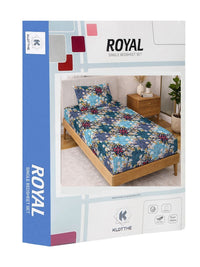 KLOTTHE Blue Floral Printed 300 TC Single  Bedsheets
