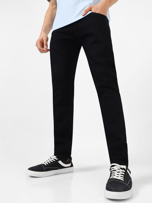 Urbano Fashion Men Black Slim Fit Mid-Rise Clean Look Jeans Regingable