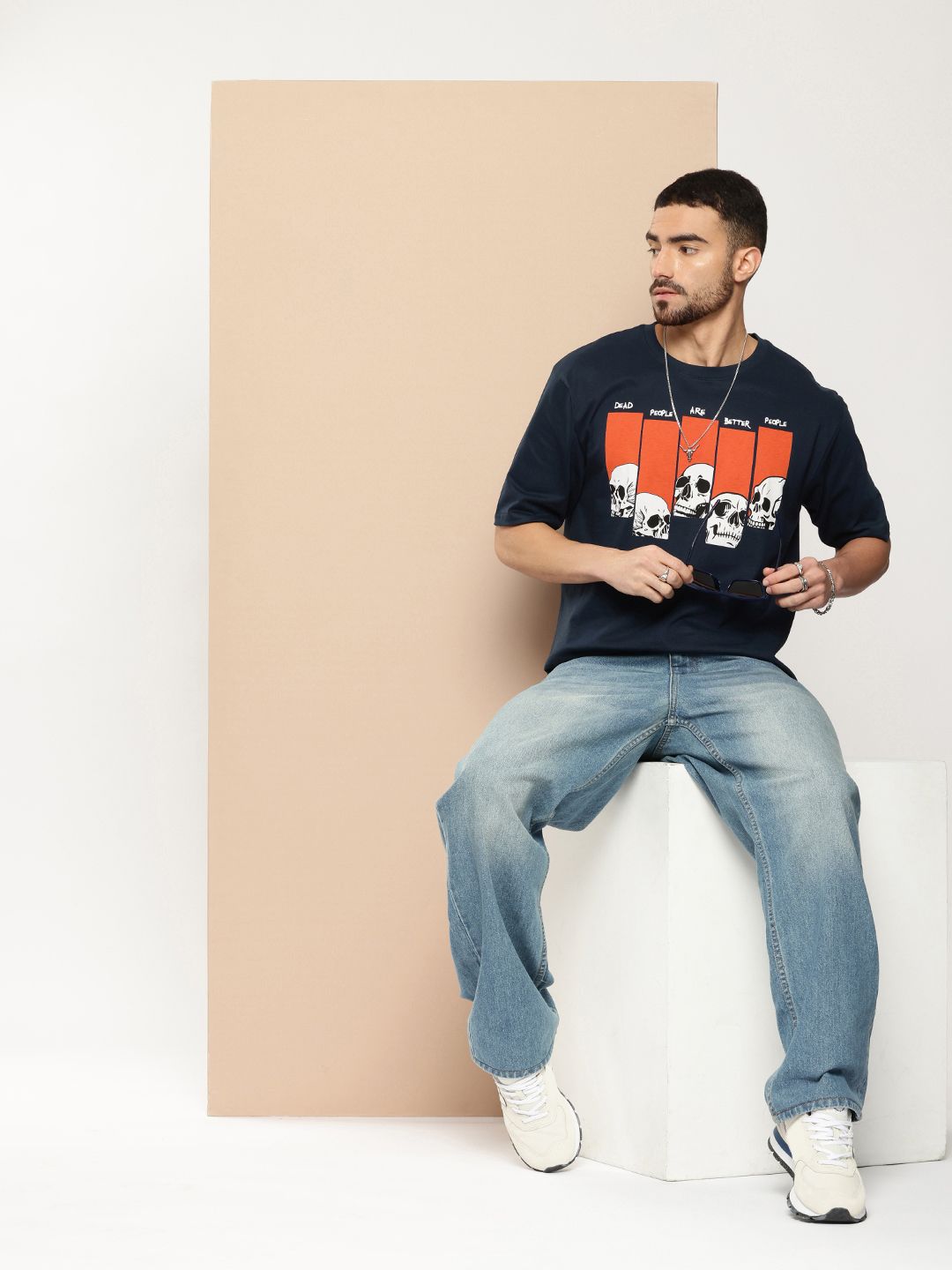 Difference of Opinion Men Printed Oversized Pure Cotton T-shirt