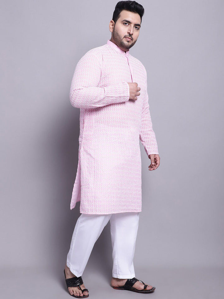 SOJANYA PLUS Etnik Sulam Kurta Kapas Tulen Lurus & Piyama Dengan Jaket Nehru