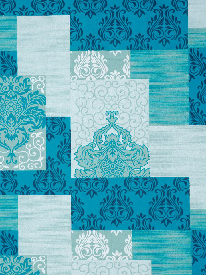 KLOTTHE Blue Printed 400 TC Pure Cotton Super King Bedsheet With 2 Pillow Cover