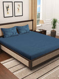 KLOTTHE Turquoise Solid Blue 300 TC King Woolen Bedsheet With 2 Pillow Covers-250X225 cm