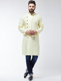 SOJANYA Lelaki Kuning Solid Kurta Lurus