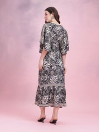 DressBerry Printed Kimono Sleeves Kaftan Midi Dress