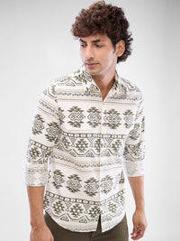 SPYKAR Men Slim Fit Opaque Ethnic Motifs Printed Spread Collar Casual Shirt