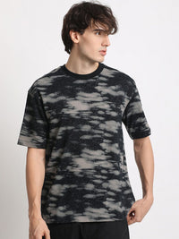 THE BEAR HOUSE Abstract Printed Round Neck Oversized Cotton T-shirt