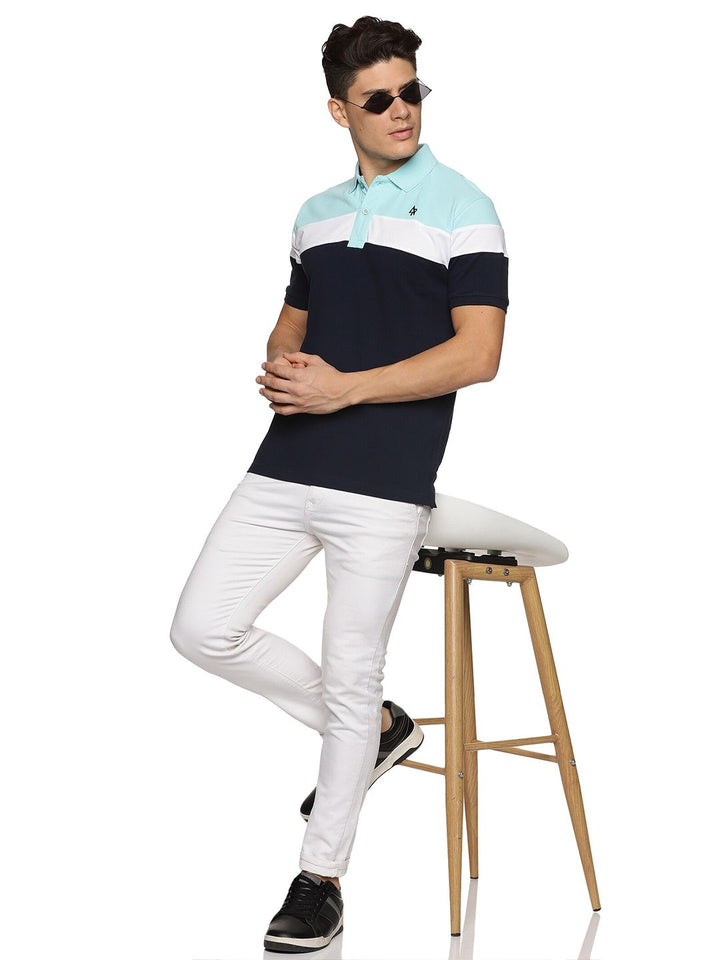 T-shirt Kolar Polo Kapas Terhalang Warna ADRO
