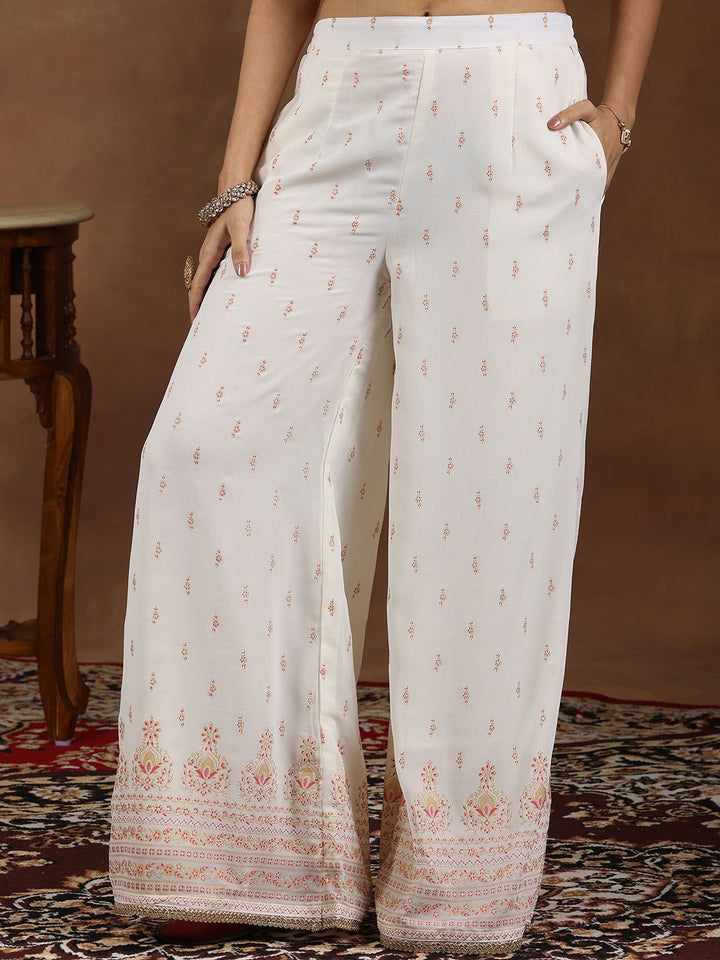 Libas Floral Printed Mirror Work Straight Kurta with Palazzos & Dupatta