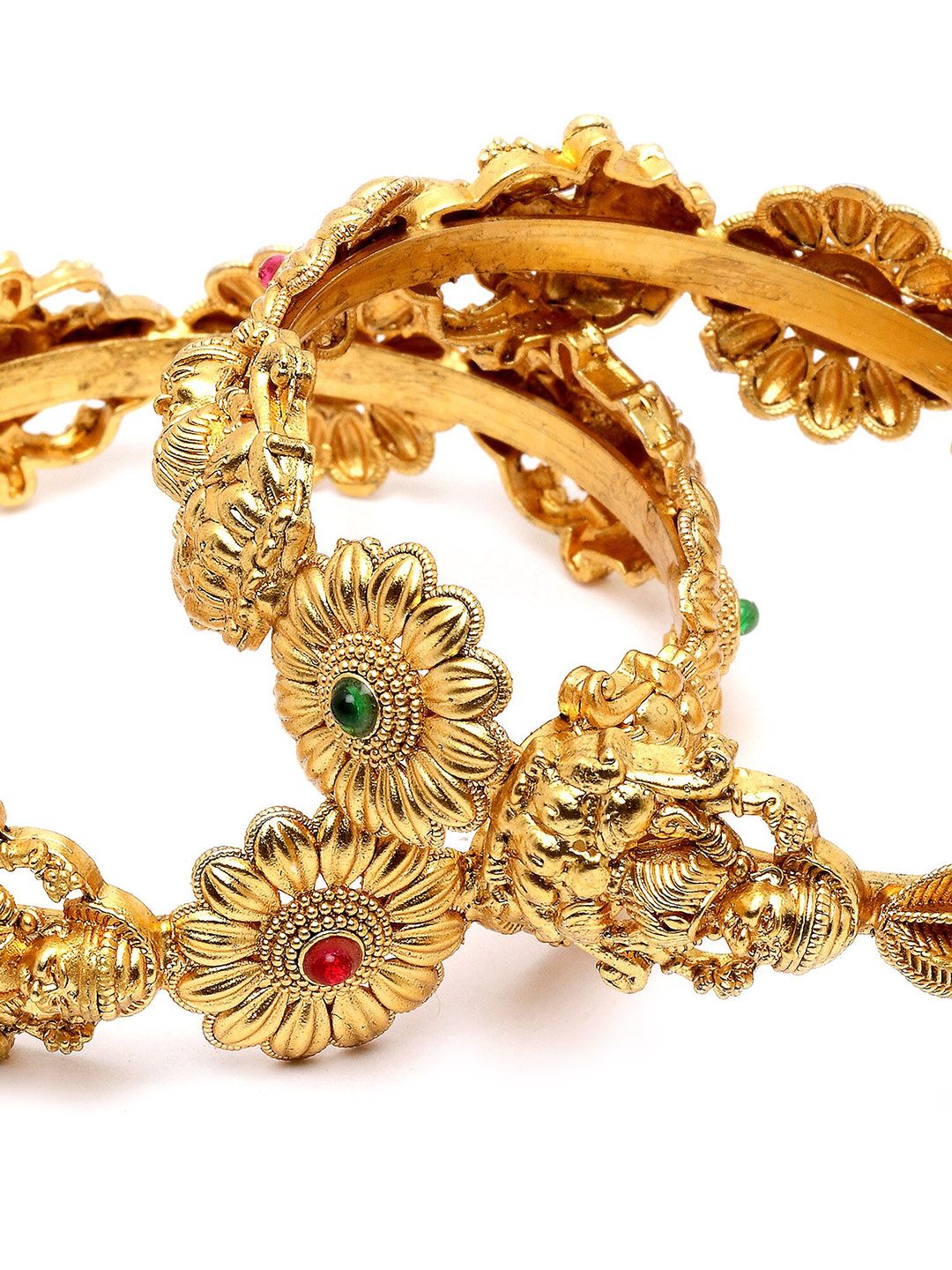 KARATCART Set Of 2 Gold-Plated Kundan-Studded Bangles