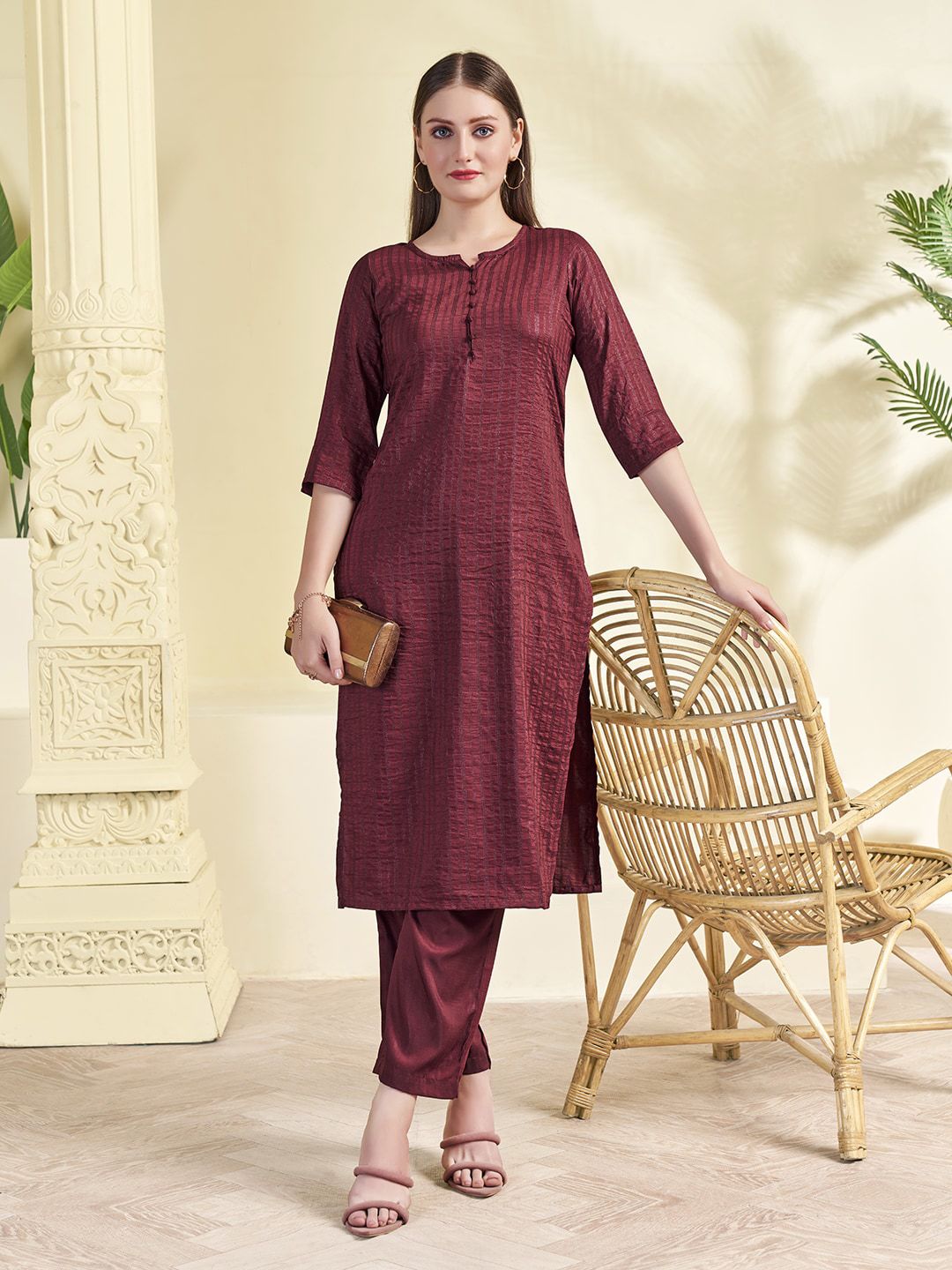 KALINI Striped Straight Kurta with Trouser