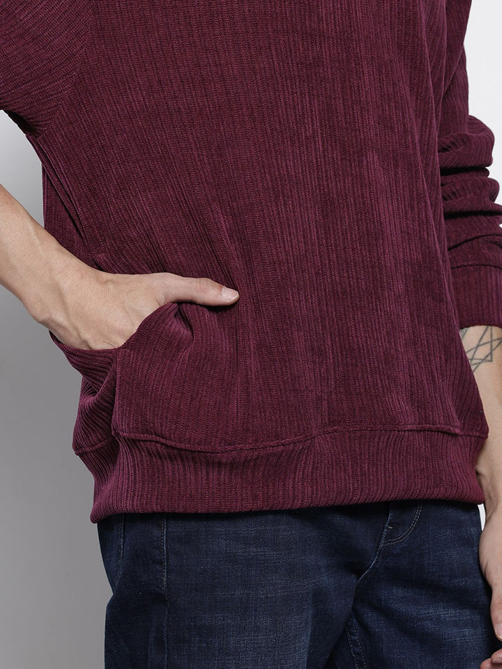 The Indian Garage Co Self Striped Corduroy Relaxed Fit Sweatshirt