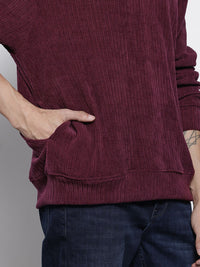 The Indian Garage Co Self Striped Corduroy Relaxed Fit Sweatshirt