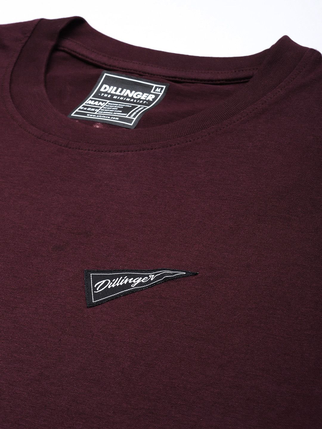 DILLINGER Men Burgundy Printed Cotton Oversized  T-shirt