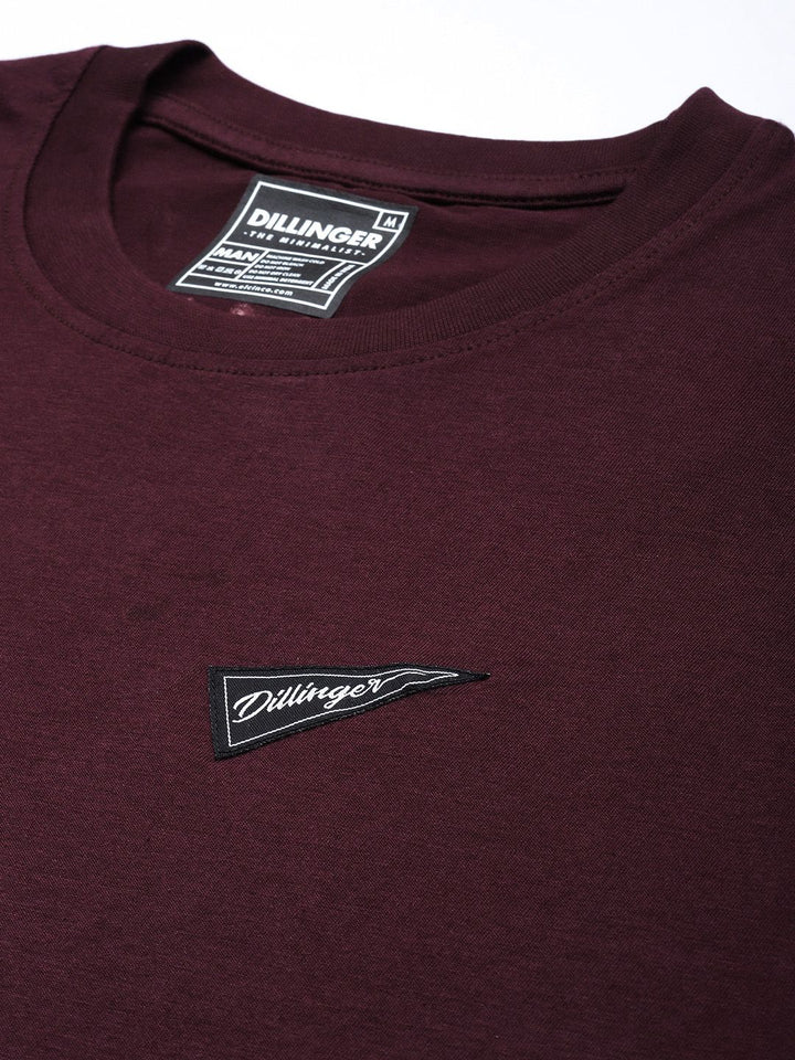 DILLINGER Men Burgundy Printed Cotton Oversized  T-shirt