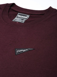 DILLINGER Men Burgundy Printed Cotton Oversized  T-shirt