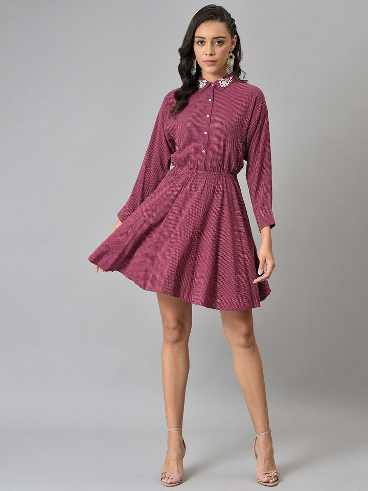 W Pink Printed Chiffon Dress