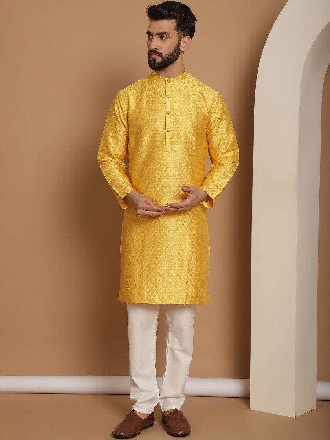 Anouk Ethnic Motifs Embroidered Straight Kurta with Churidar