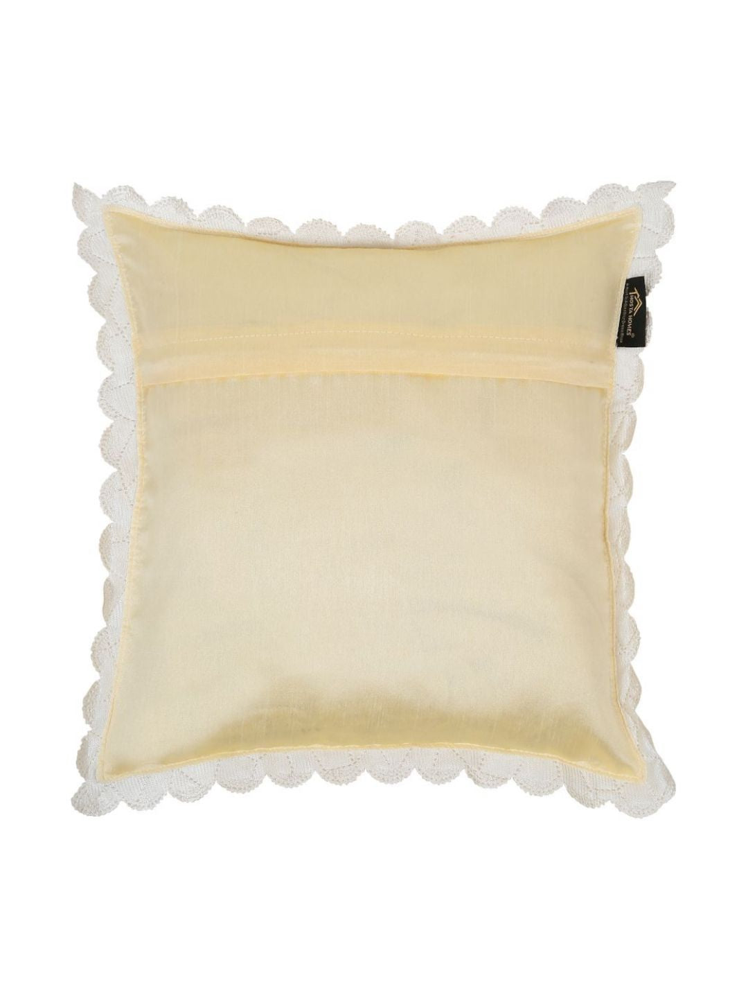 HOSTA HOMES Cream-Coloured & Yellow Set of 2 Velvet Square Cushion Covers