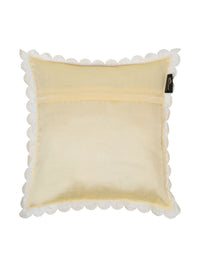 HOSTA HOMES Cream-Coloured & Yellow Set of 2 Velvet Square Cushion Covers