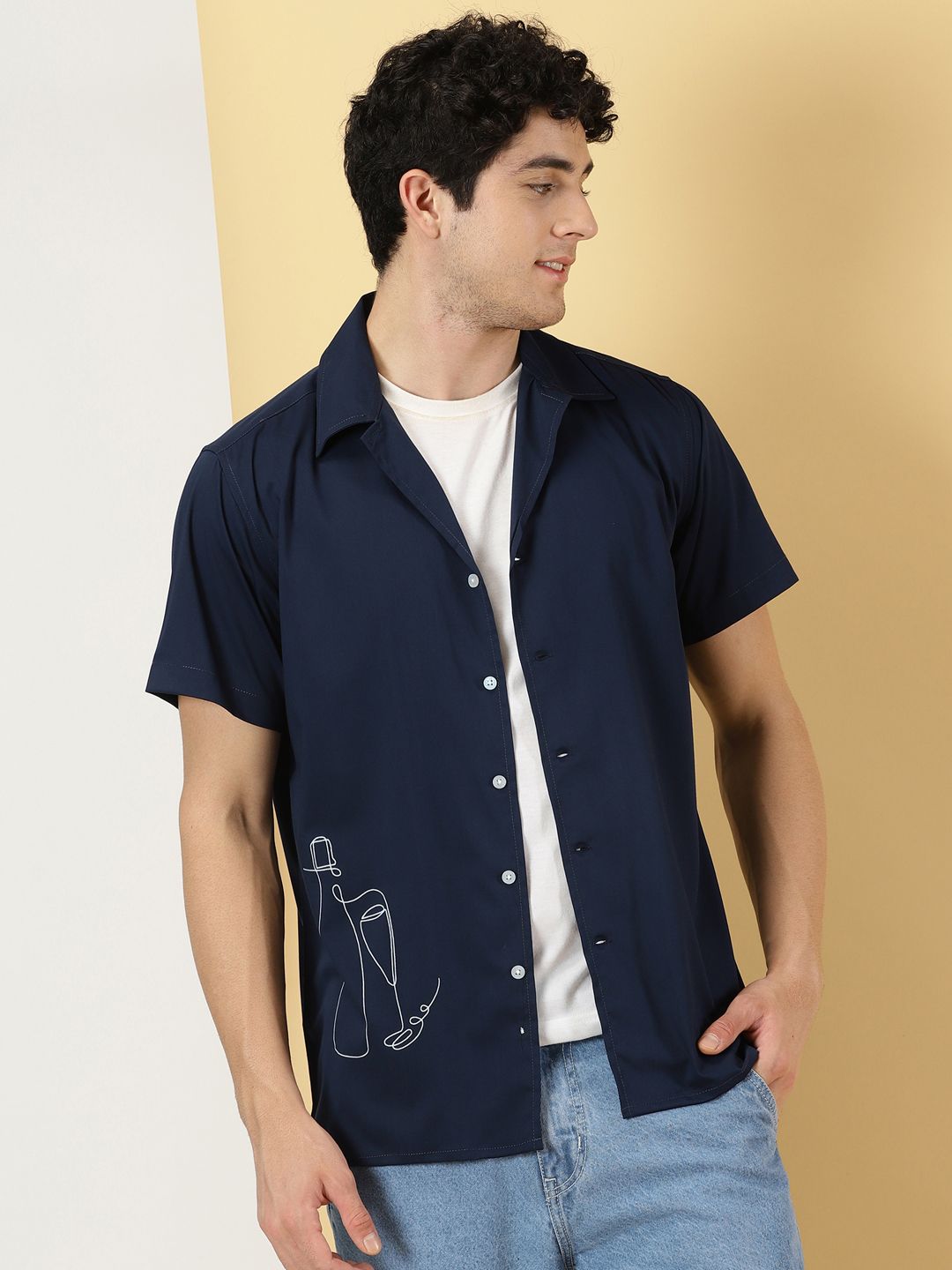 Thomas Scott Classic Spread Collar Short Sleeves Casual Shirt