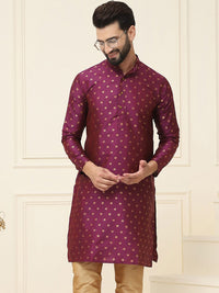 SOJANYA Lelaki Burgundy & dark sienna Kerja Benang Kurta