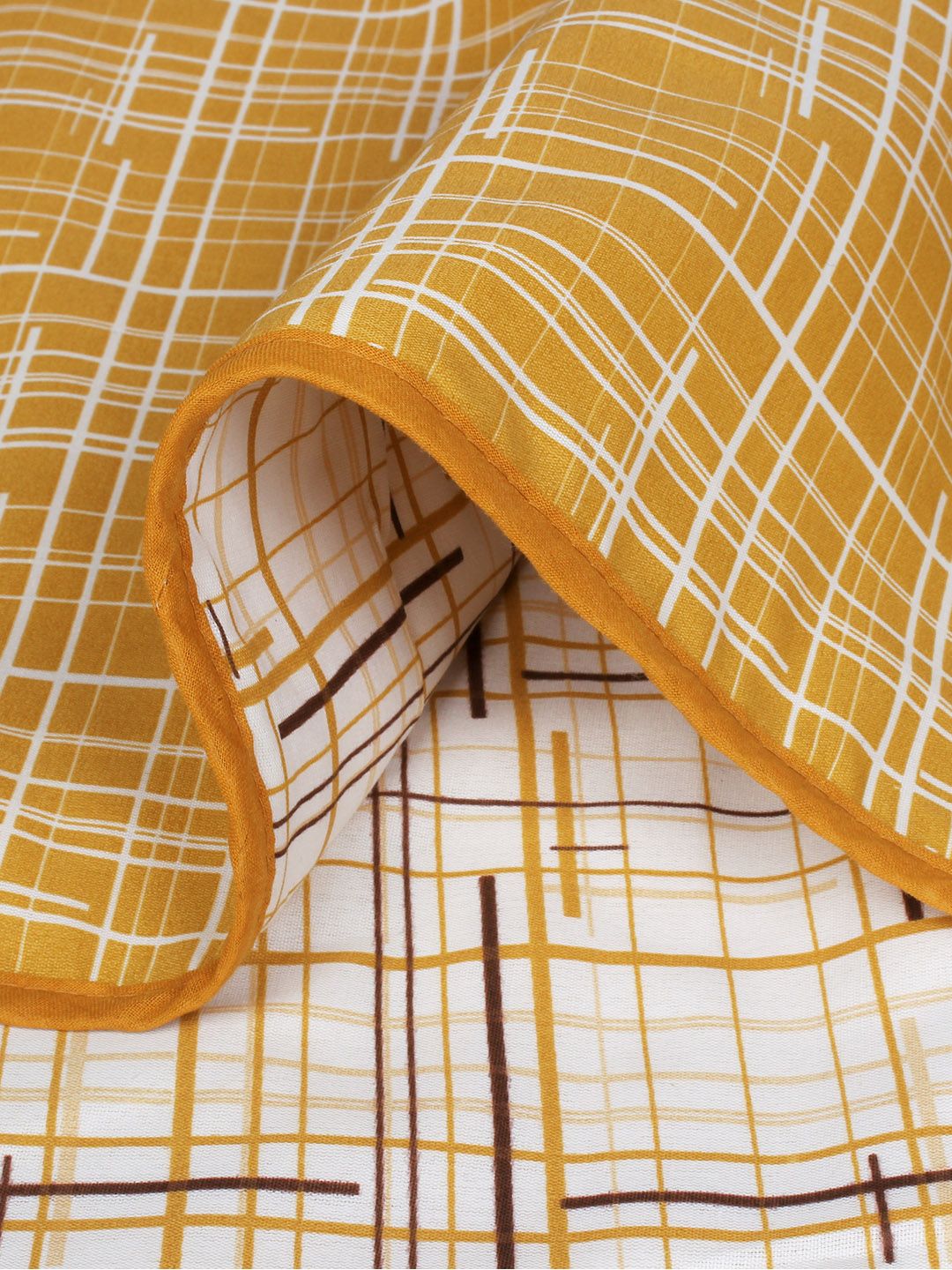 Story@home Yellow & White Striped AC Room 150 GSM Reversible Cotton Double Bed Dohar