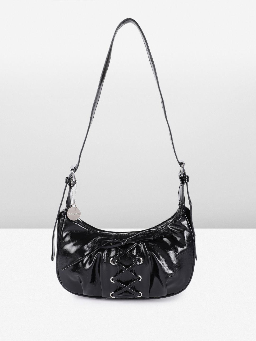 DressBerry Mini Hobo Bag with Lace-Up Detail