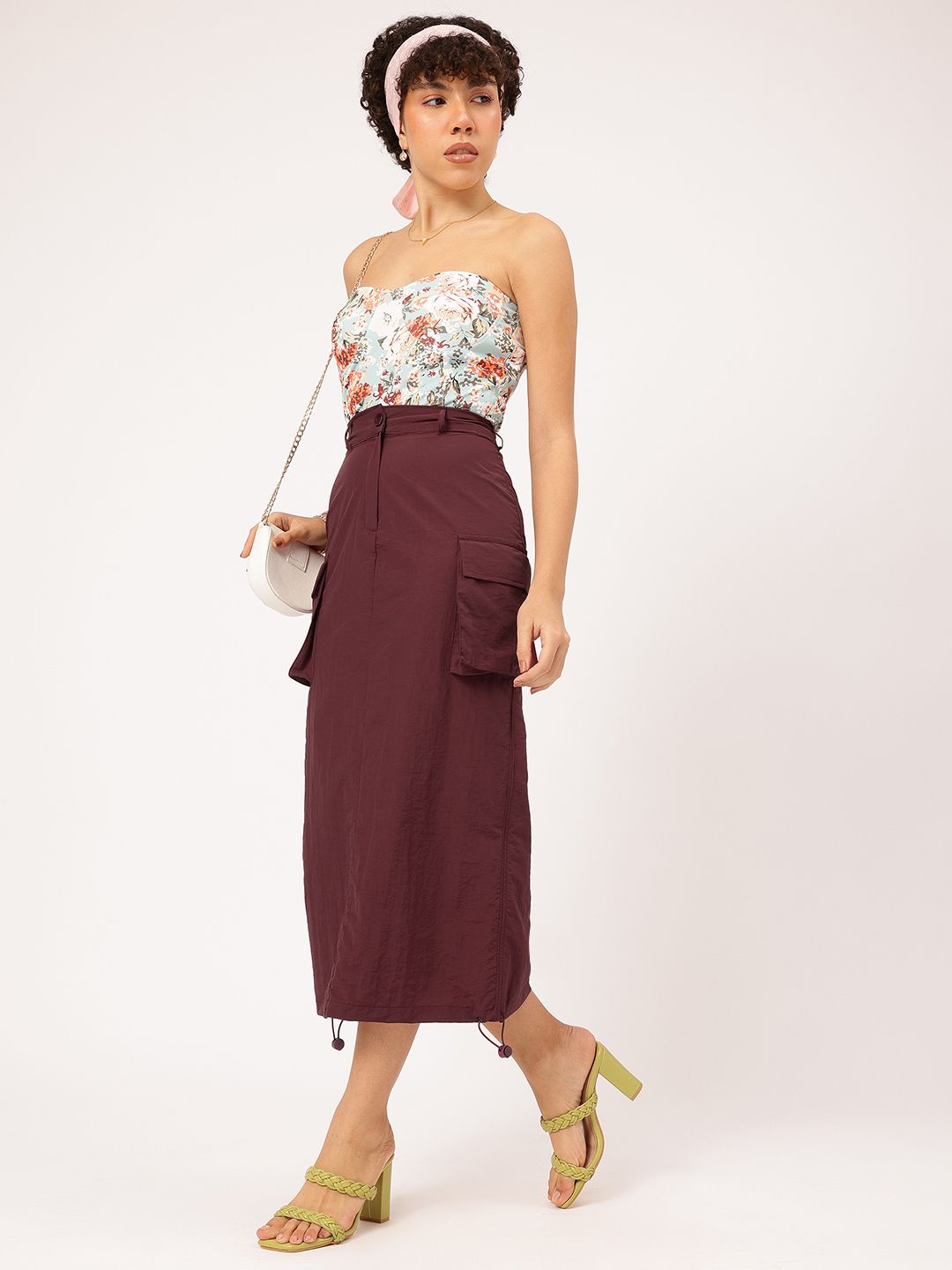 DressBerry Cute & Comfy Boxy Pocket Straight Midi Skirt