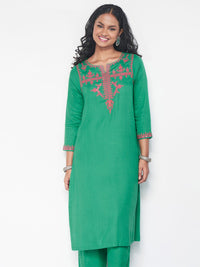 Global Desi Ethnic Motifs Embroidered Straight Kurta With Trouser