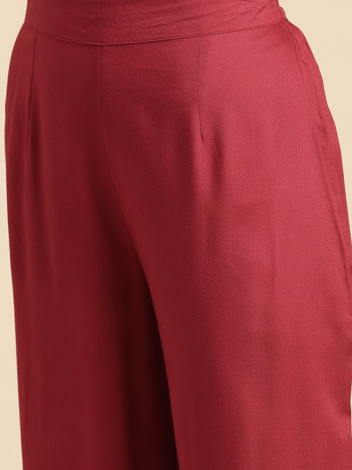 Anouk Women Red & Golden Ethnic Motifs Printed Gotta Patti Kurta with Palazzos