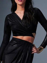 AND V-Neck Wrap Crop Top With Skirt