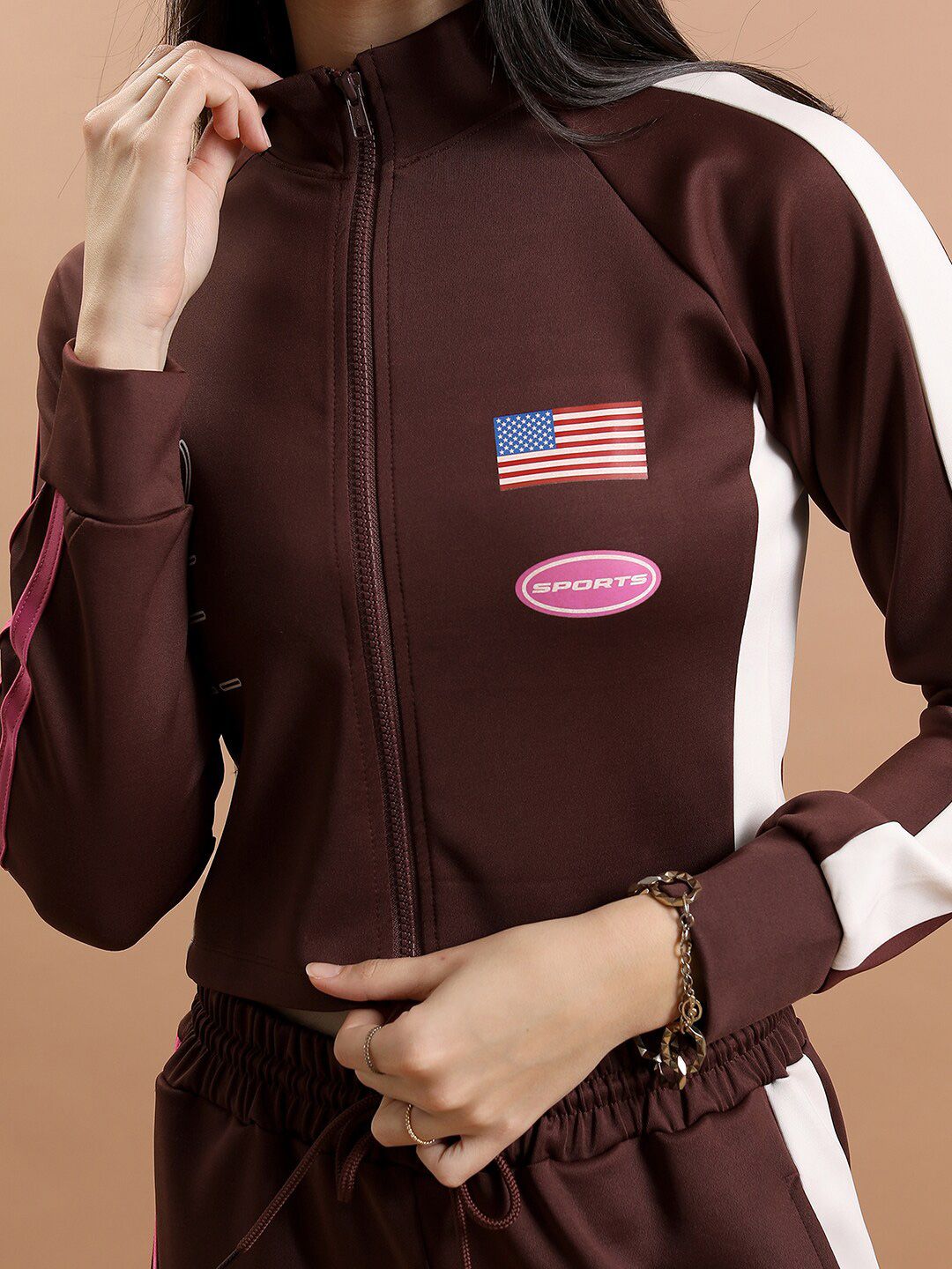 Tokyo Talkies Sporty Crop Jacket With Trouser